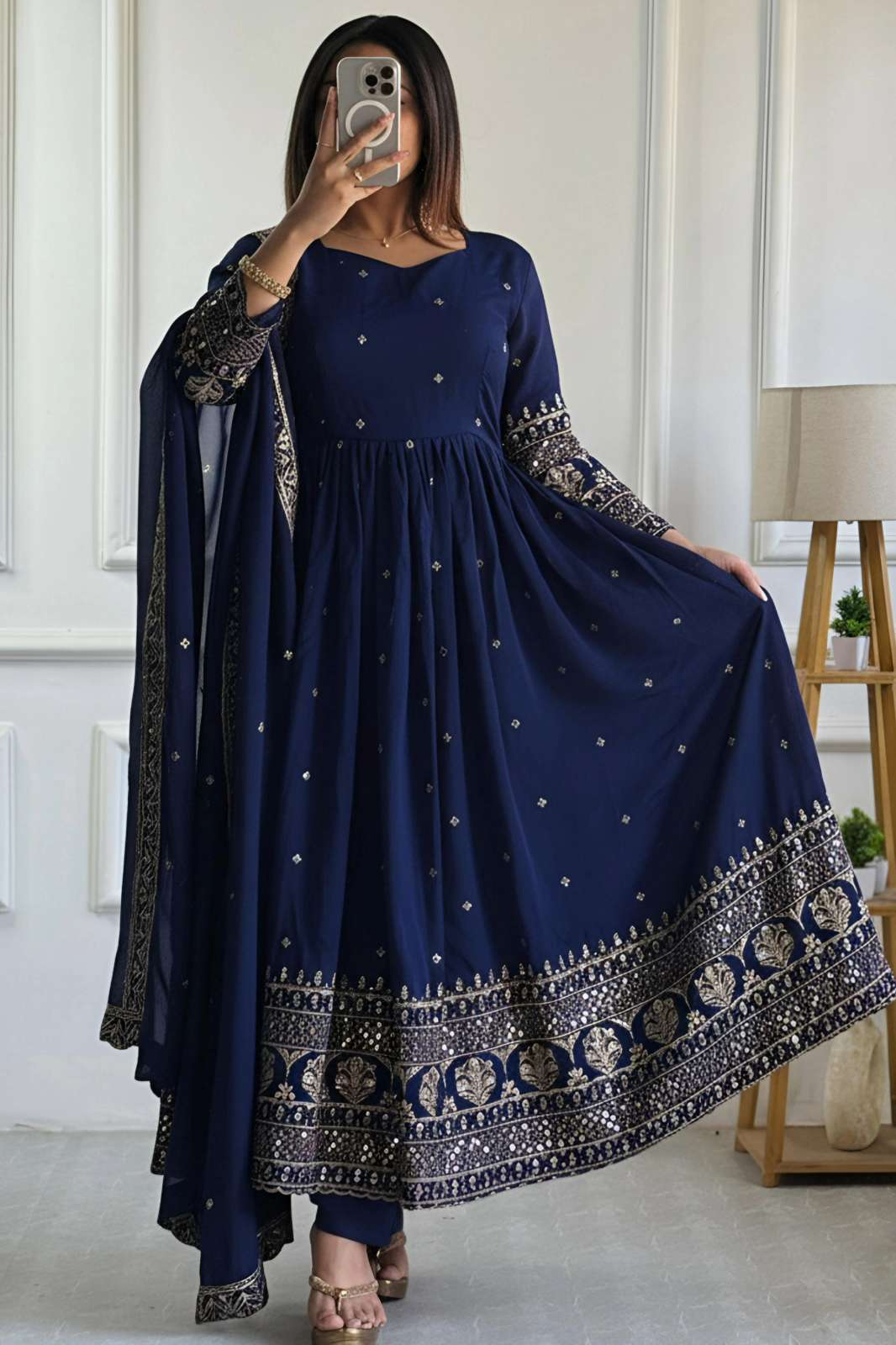 Shri Balaji Emporium ON5093 Vichitra Silk Anarkali Style Suit