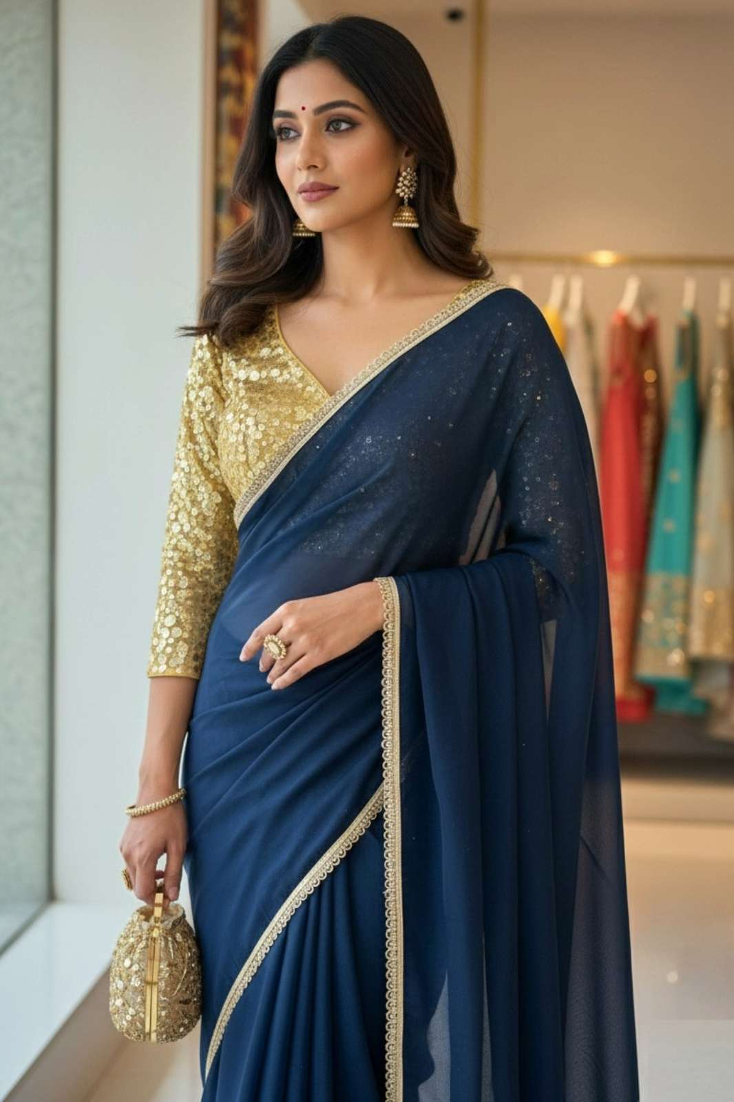 Shri Balaji Emporium PC 13 MORPEACH Star Georgette Designer Saree