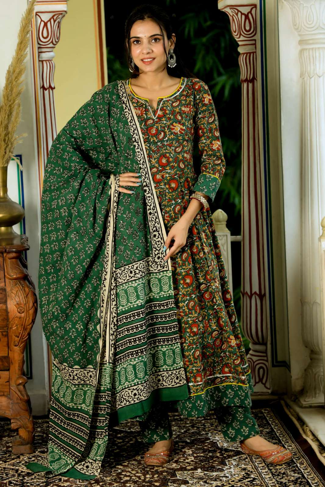 Shri Balaji Emporium RF 18631 Ready to Wear Bagru Handblock Printed Anarkali Suit 