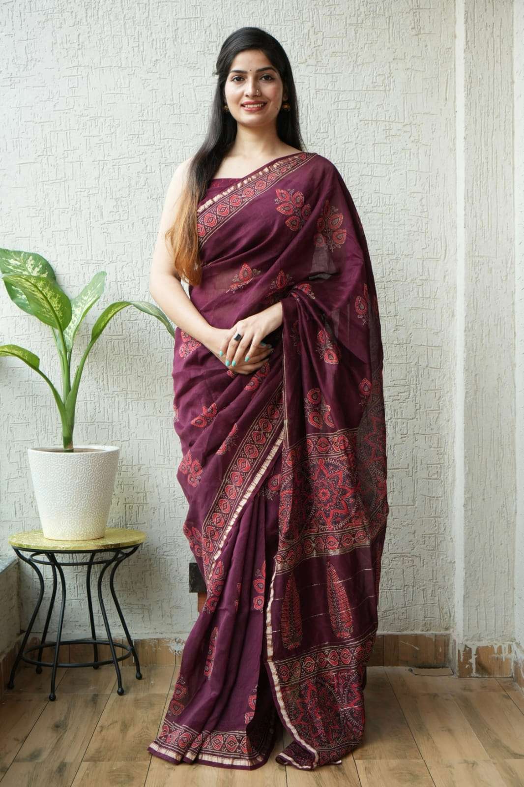 Shri Balaji Emporium RF 18848 Hand Block Printed Chanderi Silk Saree