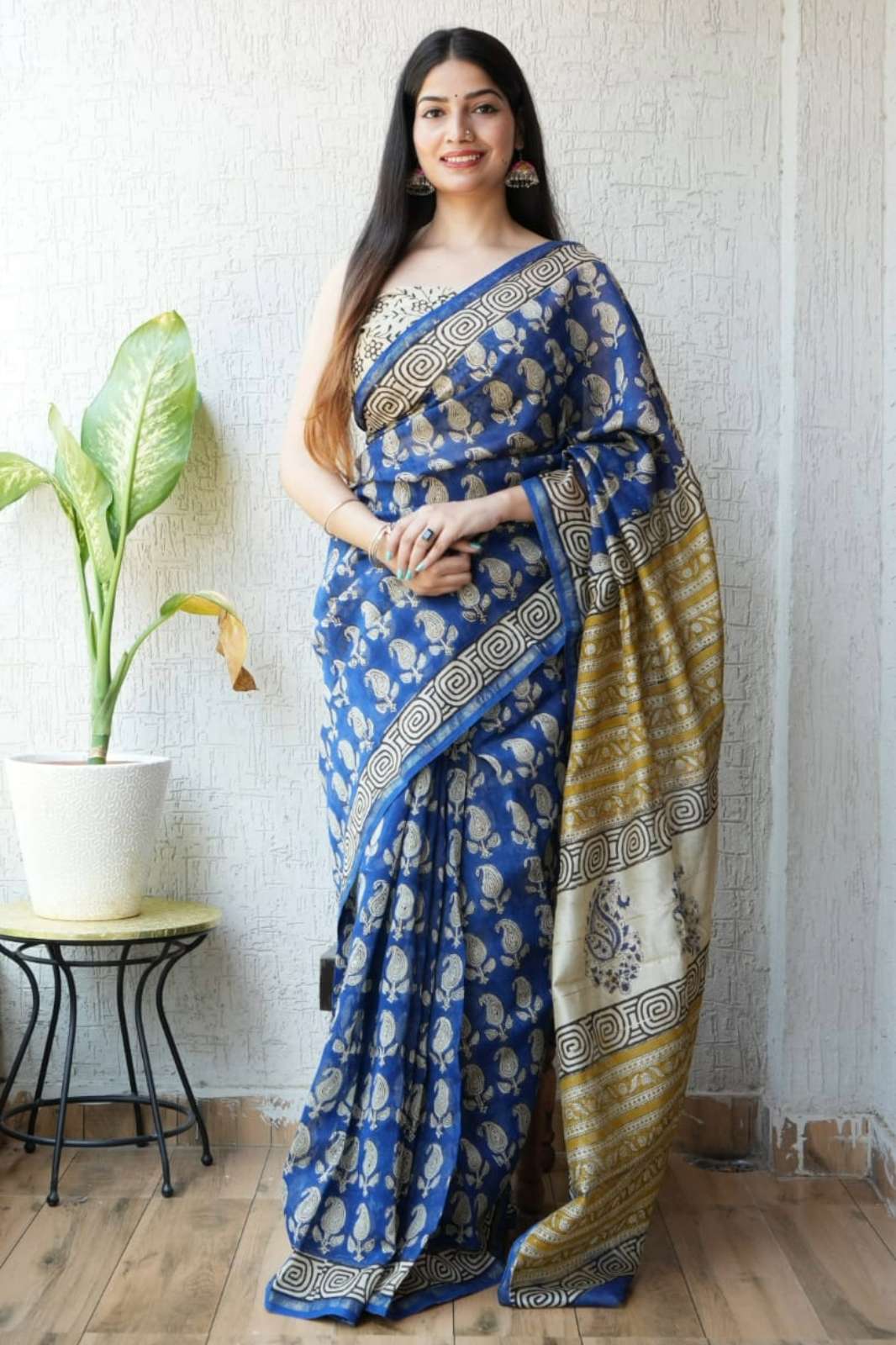 Shri Balaji Emporium RF 18848 Hand Block Printed Chanderi Silk Saree
