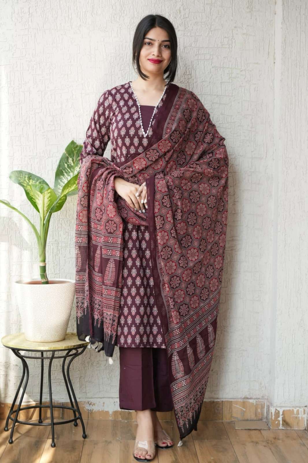 Shri Balaji Emporium RF 19034 Ready to Wear Hand Block Ajrakh Printed Cotton Suits