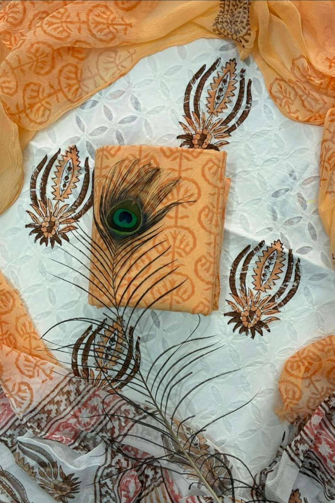 Shri Balaji Emporium RF 19035 Bagru Hand Block Printed Applique Unstitched Suits