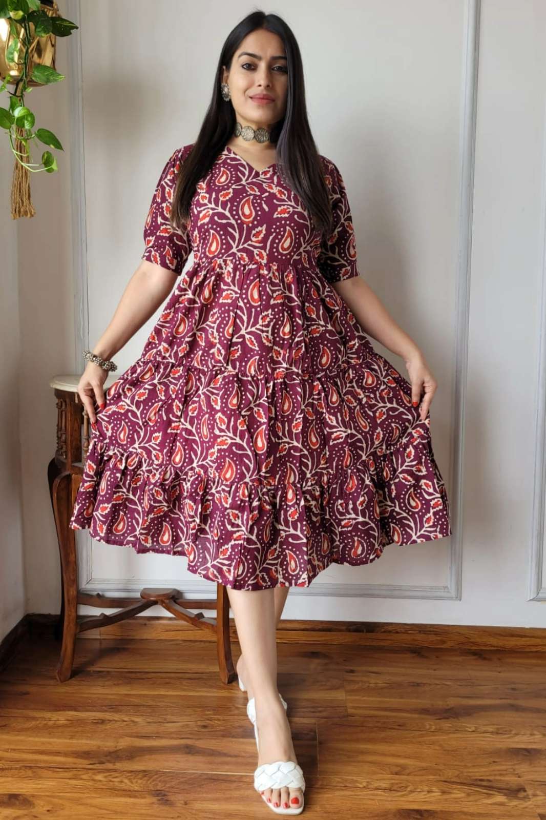 Shri Balaji Emporium RF 19153 Bagru Hand Block Printed Pure Cotton Dress