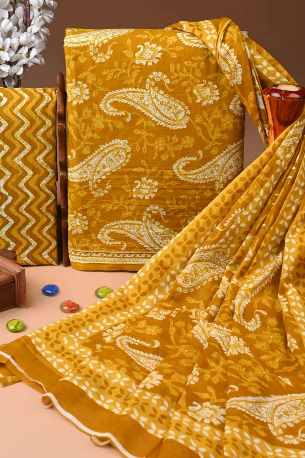 Shri Balaji Emporium RF 19580 Bagru Hand Block Printed Pure Cotton Unstitched Suits