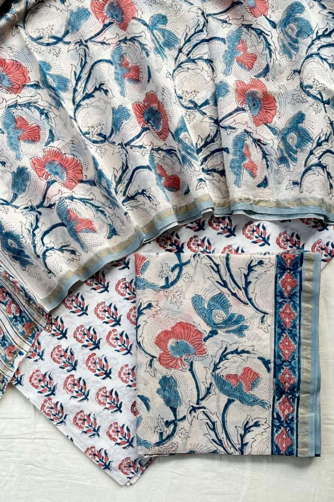 Shri Balaji Emporium RF19262 Hand Block Printed Chanderi Silk Unstitch Suit