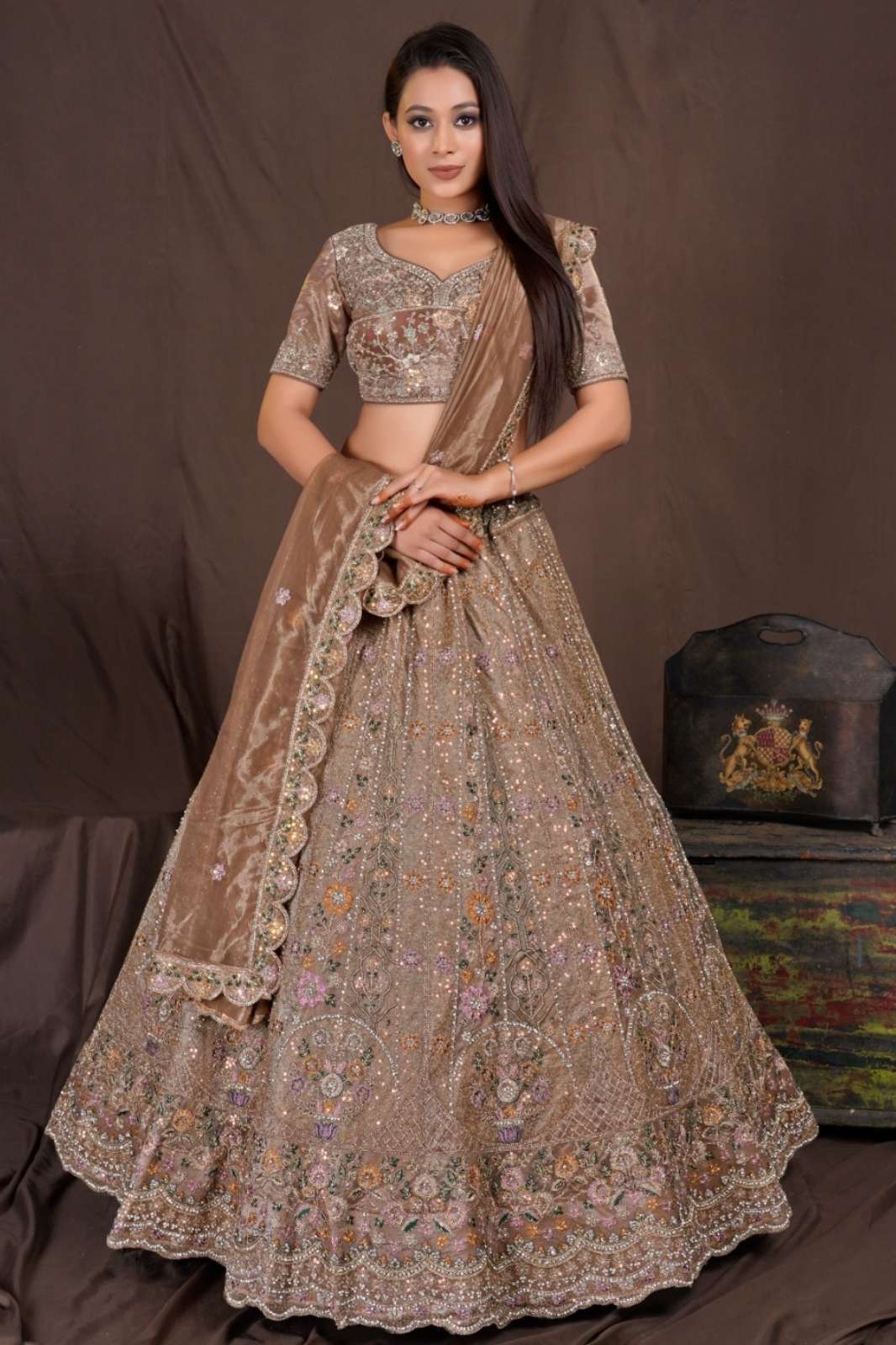 Shri Balaji Emporium SBG Wedding Embroidered Hand Work Net Lehenga Choli