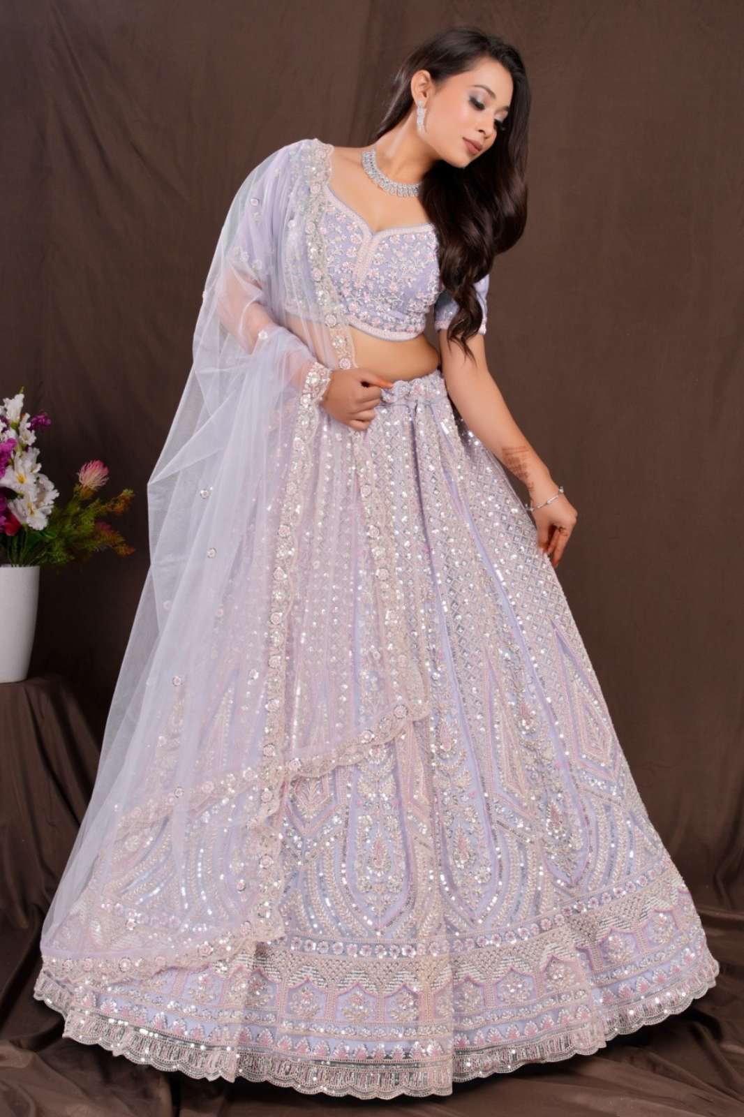 Shri Balaji Emporium SBG Wedding Embroidered Hand Work Net Lehenga Choli