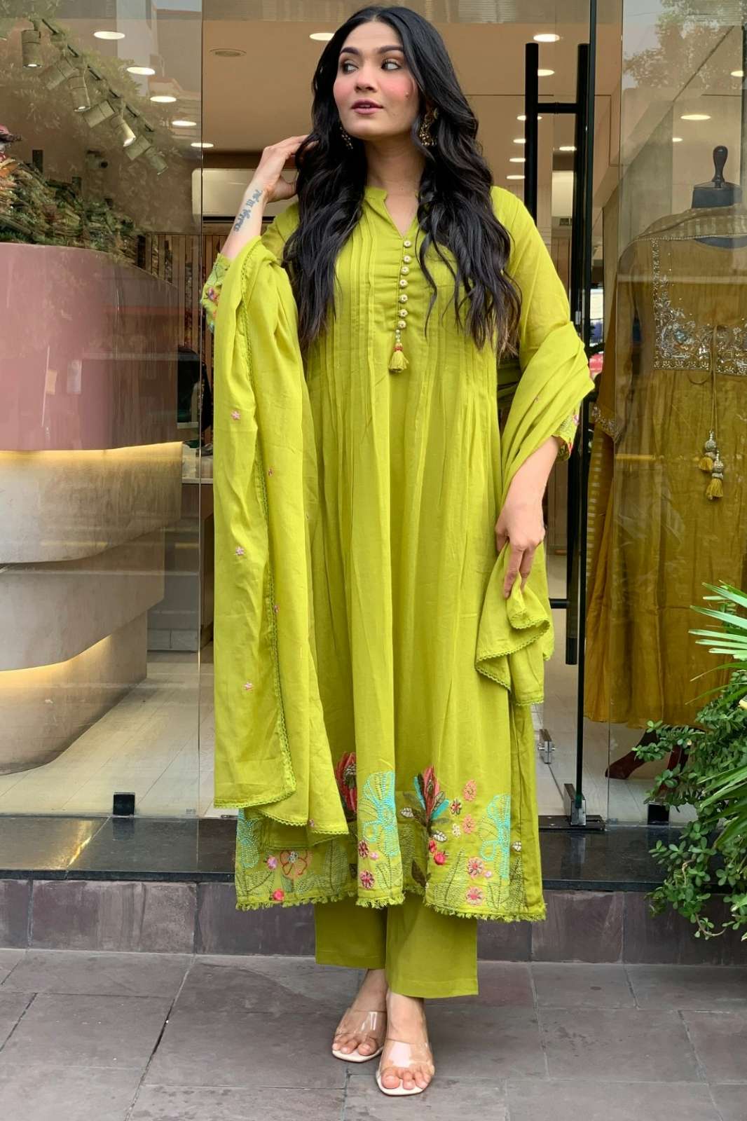 Shri Balaji Emporium SK GANGA Chanderi Silk Anarkali Suit