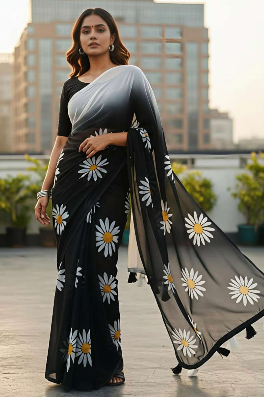 Shri Balaji Emporium SURYAMUKHI Heavy Blooming Georgette Saree