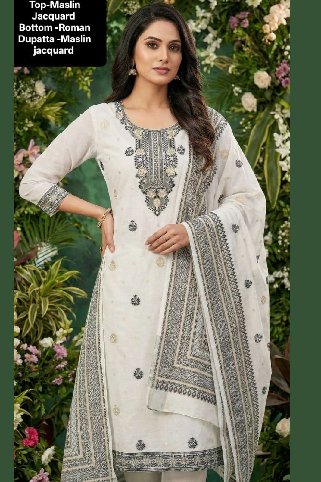 Shri Balaji Emporium White House Muslin Jacquard Straight Suit