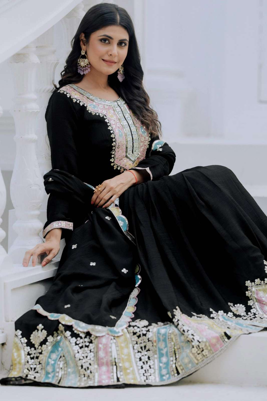 Shri Balaji Emporium ZF 5002 Heavy Chinon Silk Party Wear Look Gown Dupatta