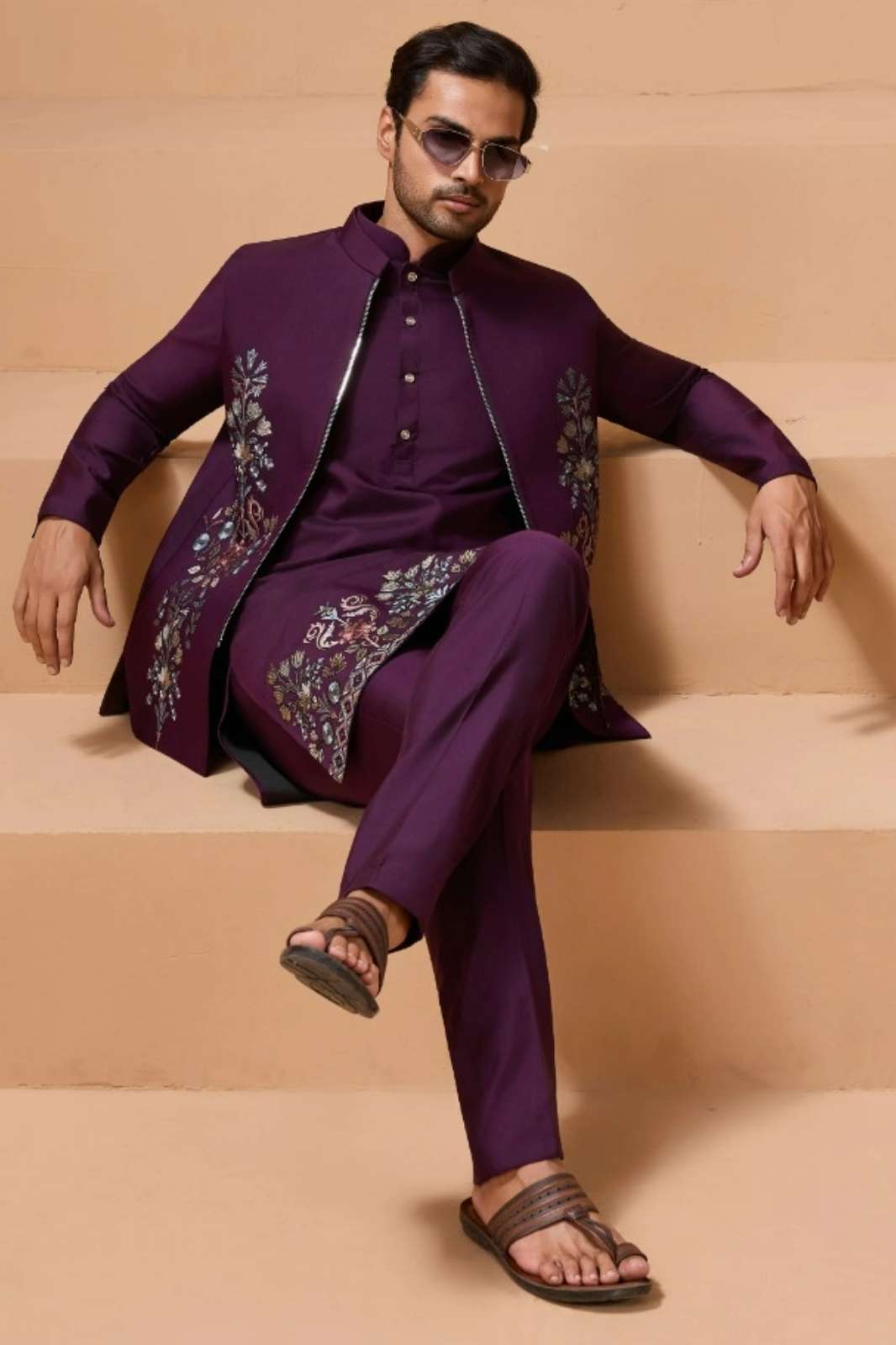 Shubhvastra THE CLASSIC MAN Viscose Silk Mens Wear Koti Kurta with Bottom Collection