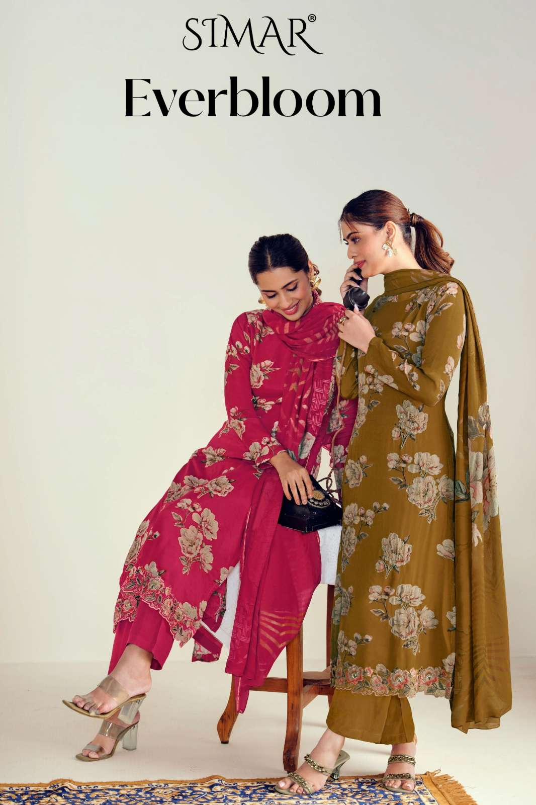 SIMAR Everbloom 9068 Pure Viscose Coduroy Embroidery & Handwork Suit