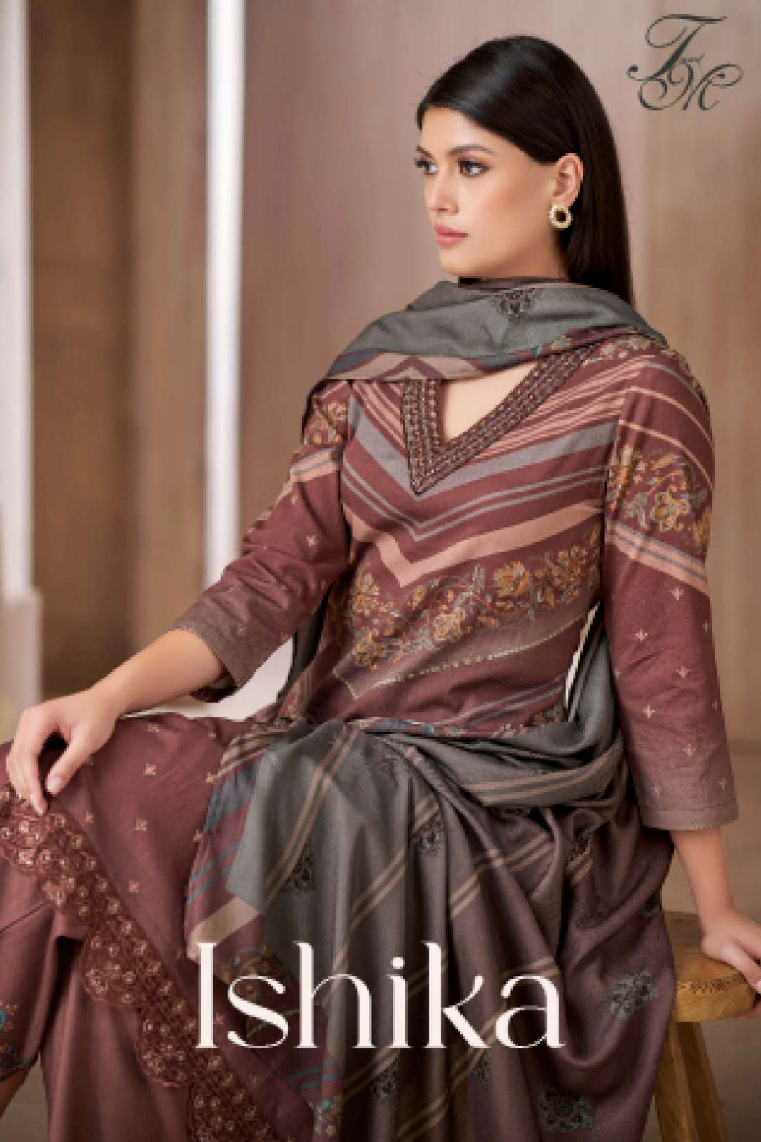 T&M ISHIKA PURE CORDUROY RICH DIGITAL PRINT & HAND WORK SUIT 