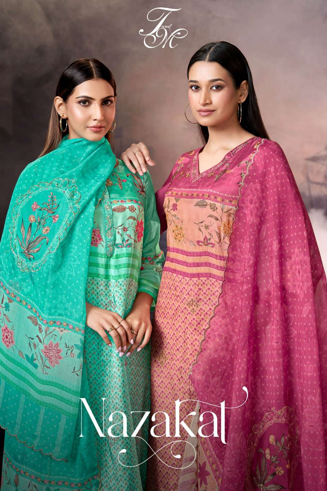 T&M NAZAKAT PURE HO SILK DIGITAL PRINTED SUIT WITH HAND WORK 