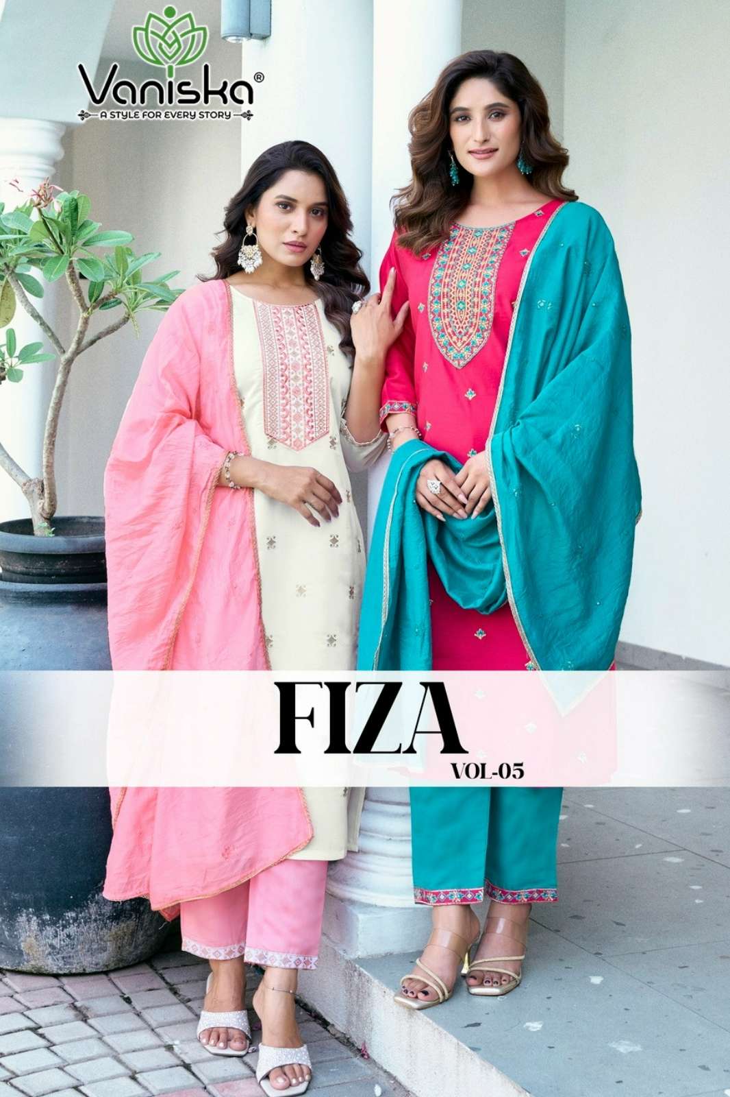 VANISKA FIZA VOL 5 Ready to Wear Roman Silk Embroidered Suit
