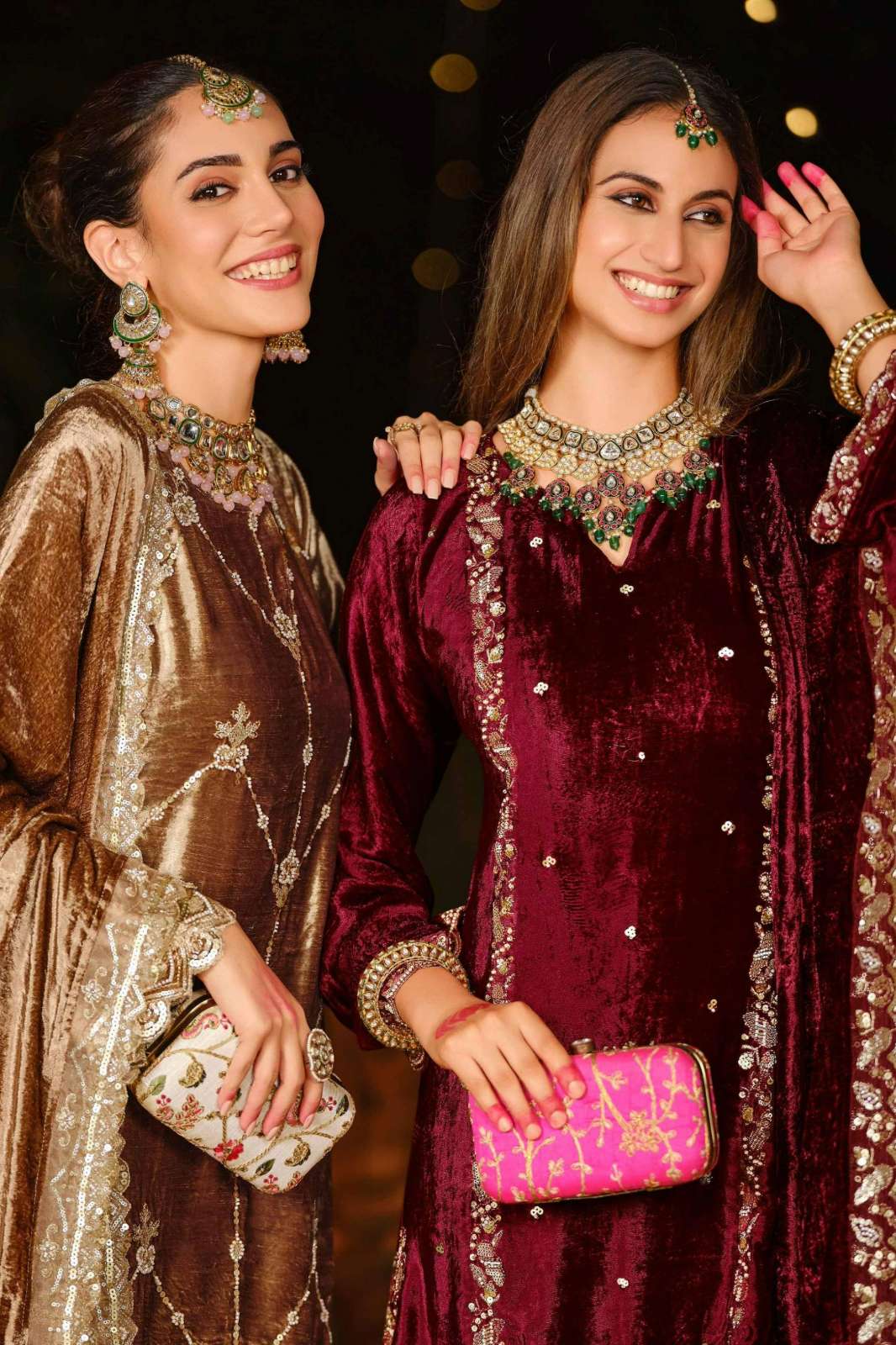 Varaa Fab GULBANO 2 Pure Viscose Velvet Hand Embroidered Suit 