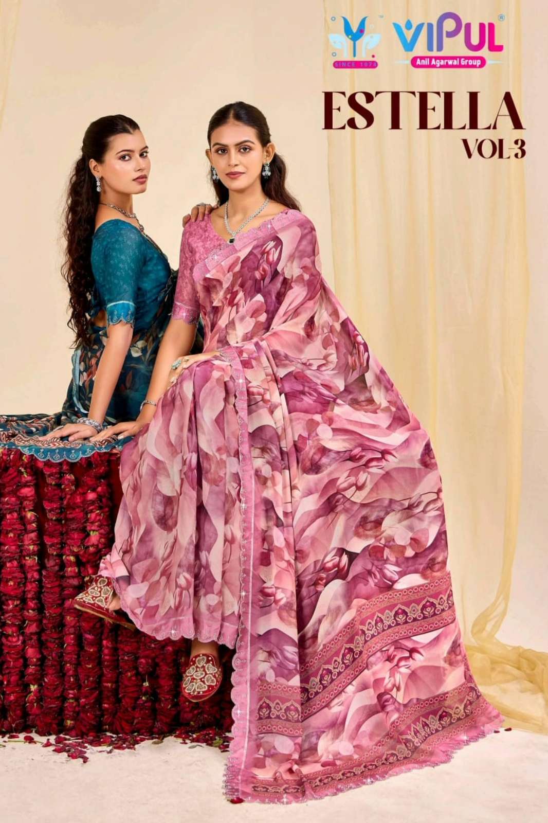 Vipul Estella vol 03 92403 TO 92414 Dal Moss Designer Saree