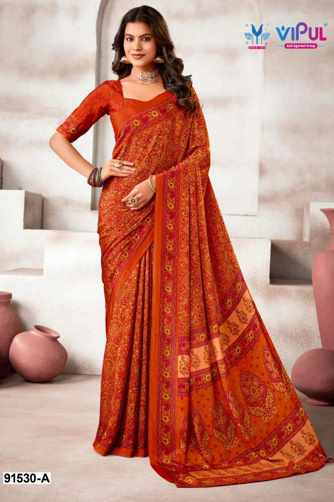 Vipul HERITAGE SILK 915C 91530A TO 91530F Crepe Saree