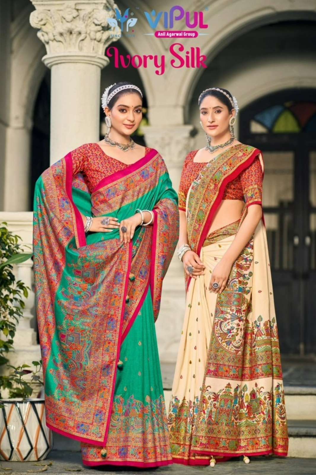 Vipul IVORY 870A 87012 TO 87017 Soft Silk Designer Saree