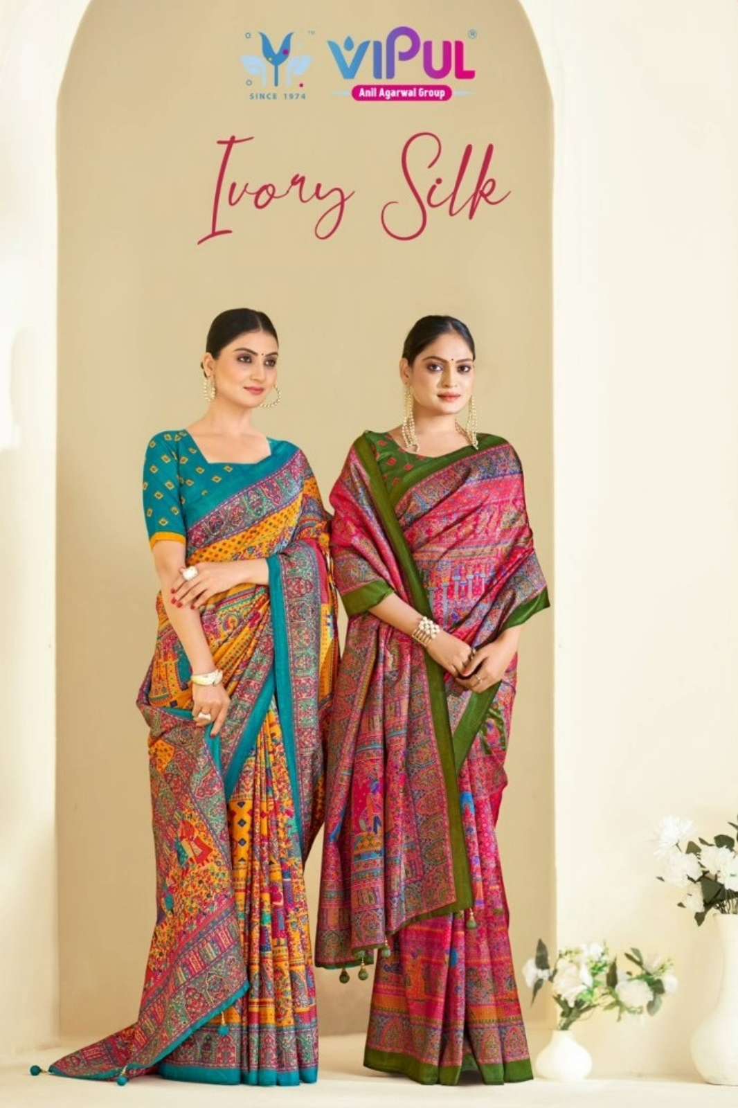 Vipul IVORY SILK 920C 92043 TO 92048 Soft Silk Saree for Women