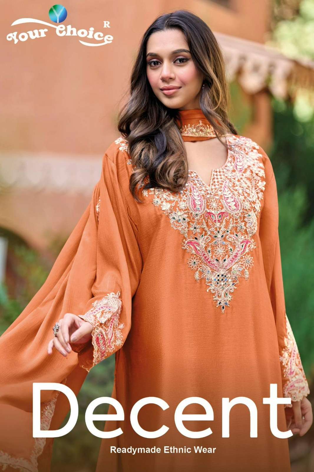 Your choice DECENT Ready to Wear Pure Chinon Embroidered Suit