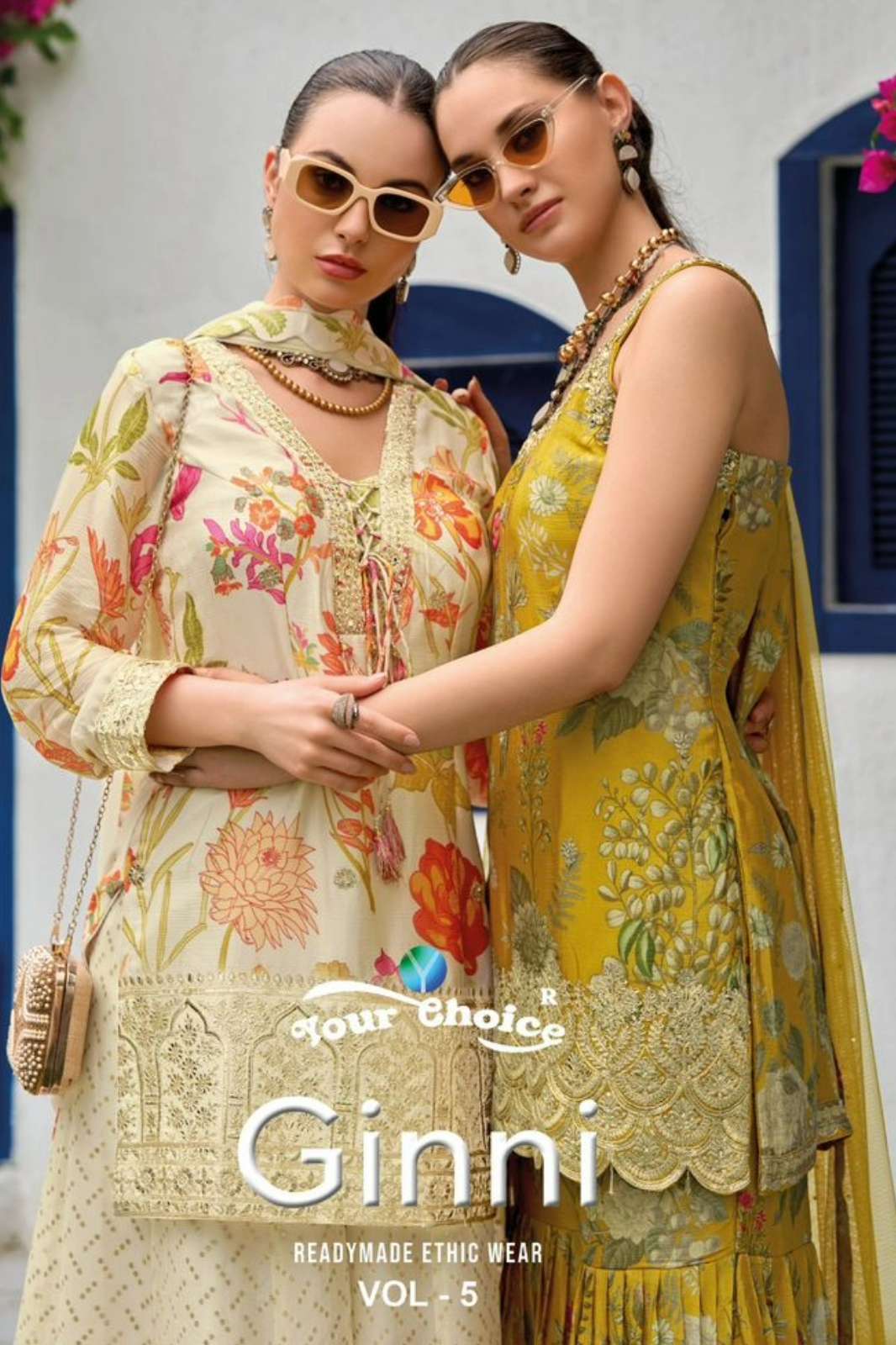 Your choice GINNI 5 Ready to Wear Pure Chinon Embroidered Suit