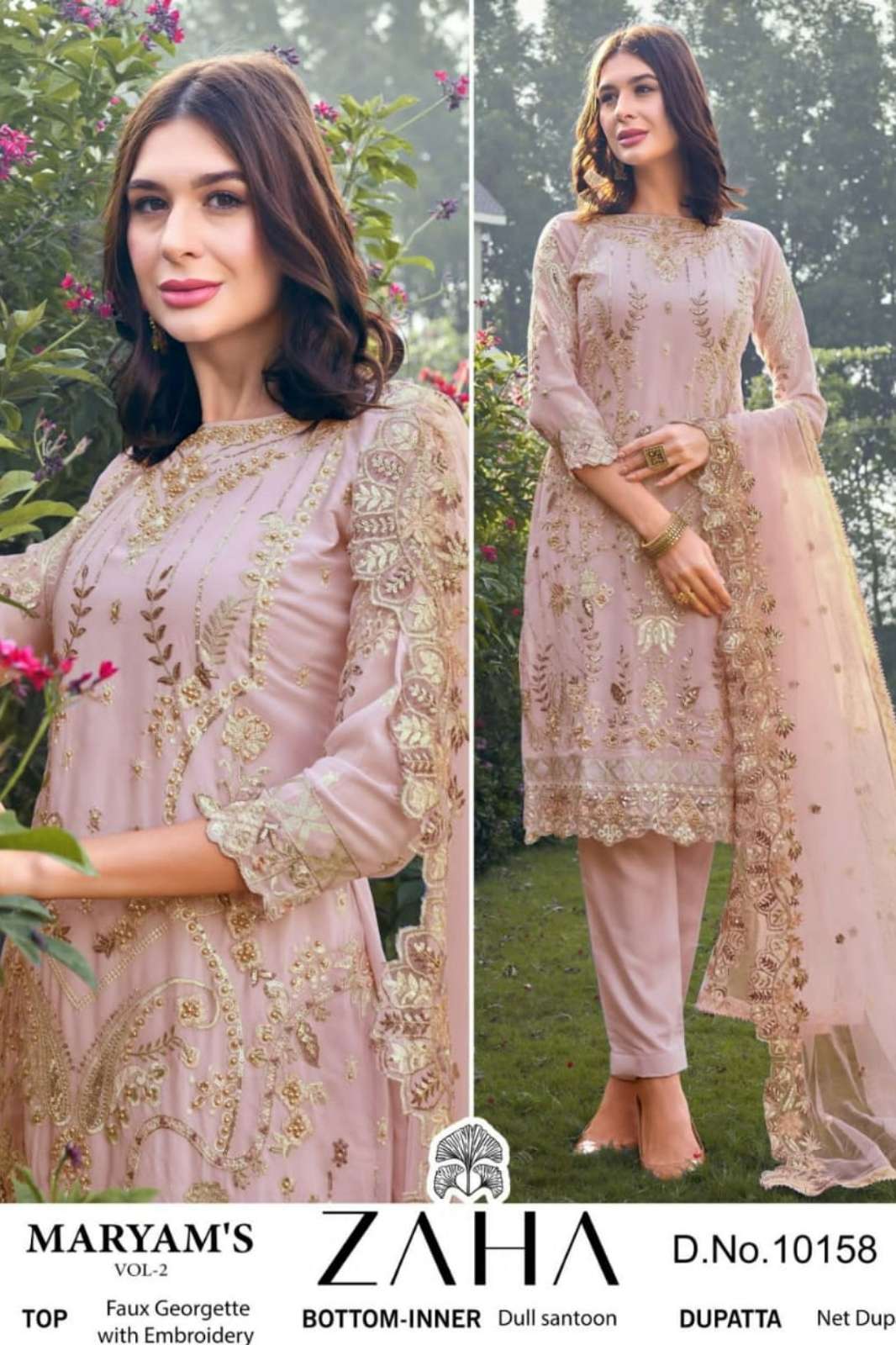 ZAHA MARYAM S VOL 2 10158 10159 10160 GEORGETTE PAKISTANI SUIT