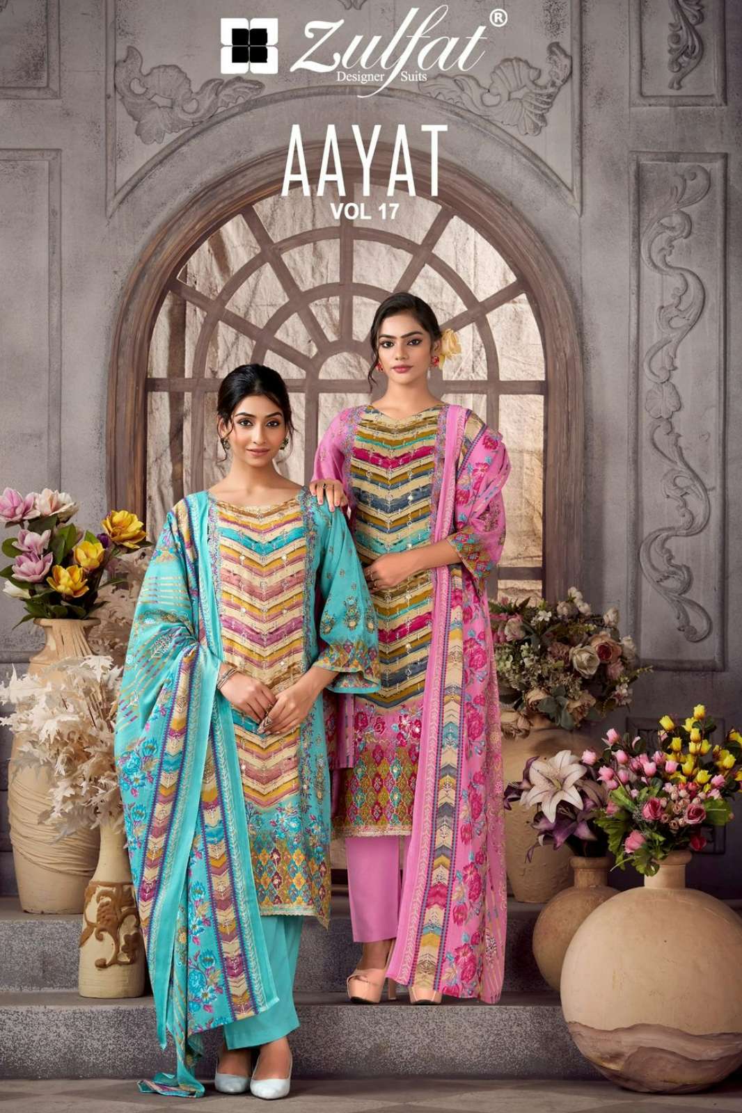 Zulfat AAYAT VOL 17 Beautiful Printed Viscose Rayon Hand Work Pakistani Suit