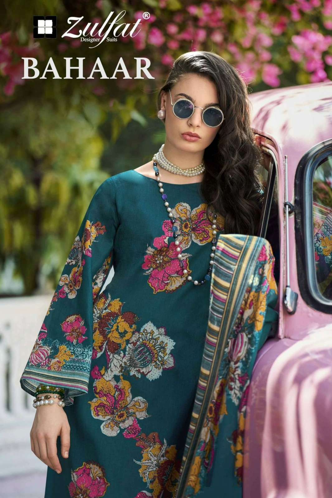 Zulfat BAHAAR Beautiful Swarosvski Work 100% Pure Cotton Pakistani Suit