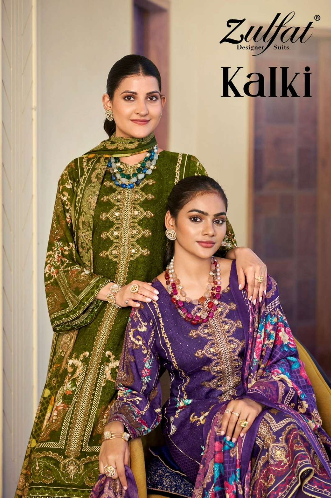 Zulfat KALKI Beautiful Swarosvski & Handwork Viscose Rayon Hand Work Pakistani Suit