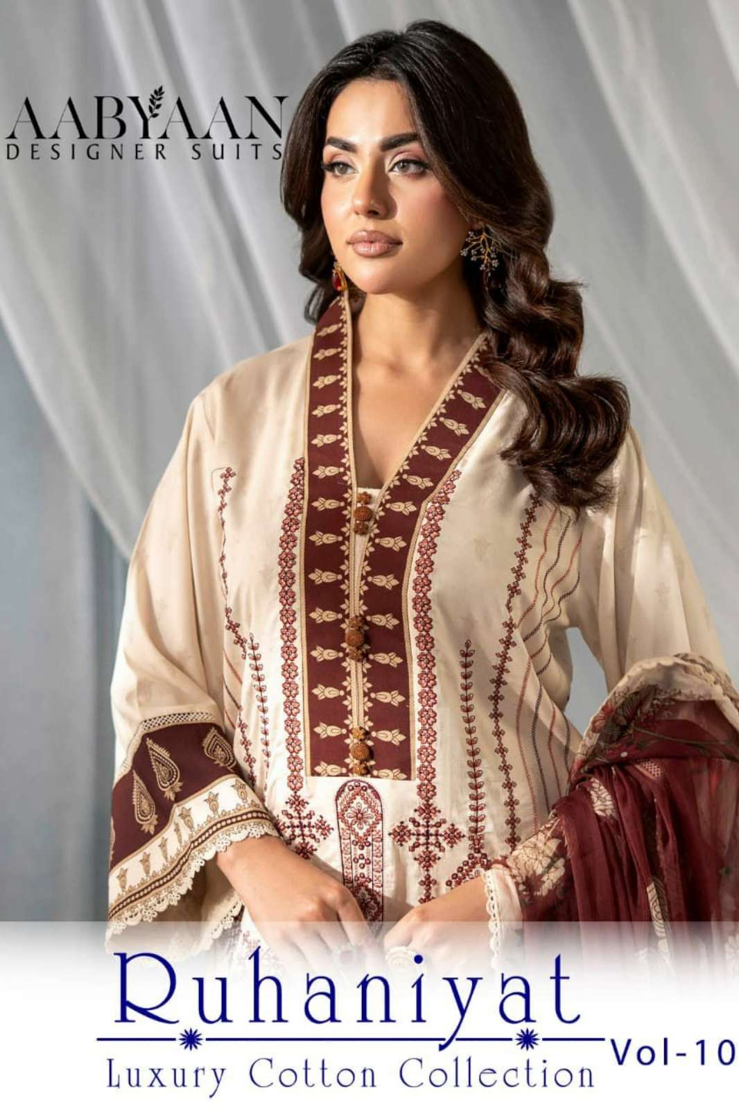 AABYAAN SUIT RUHANIYAT VOL 10 Beautiful Printed Pure Cotton Pakistani Suit 