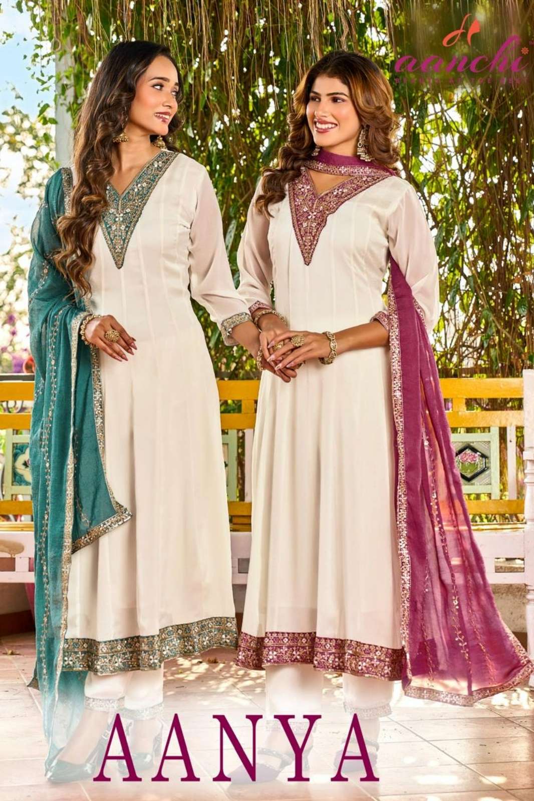 AANCHI AANYA READY TO WEAR RANGOLI CRUSH EMBROIDERED SUIT 