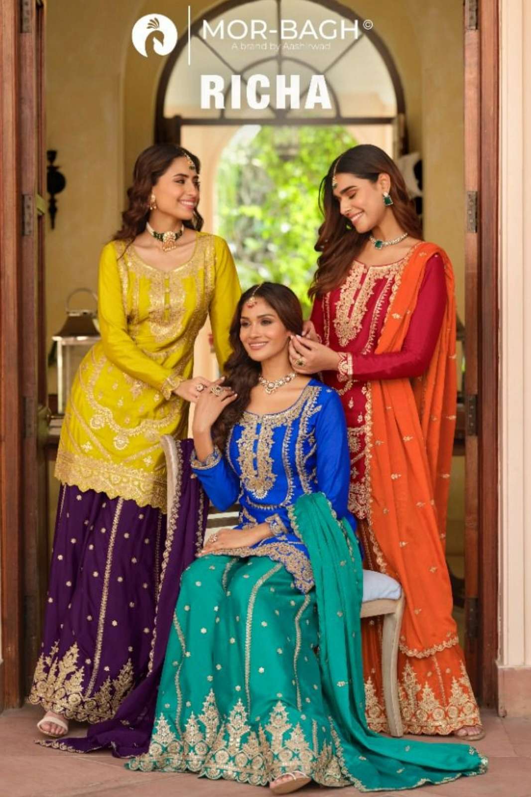 Aashirwad RICHA Ready to Wear Premium Chinon Silk Embroidered Suit