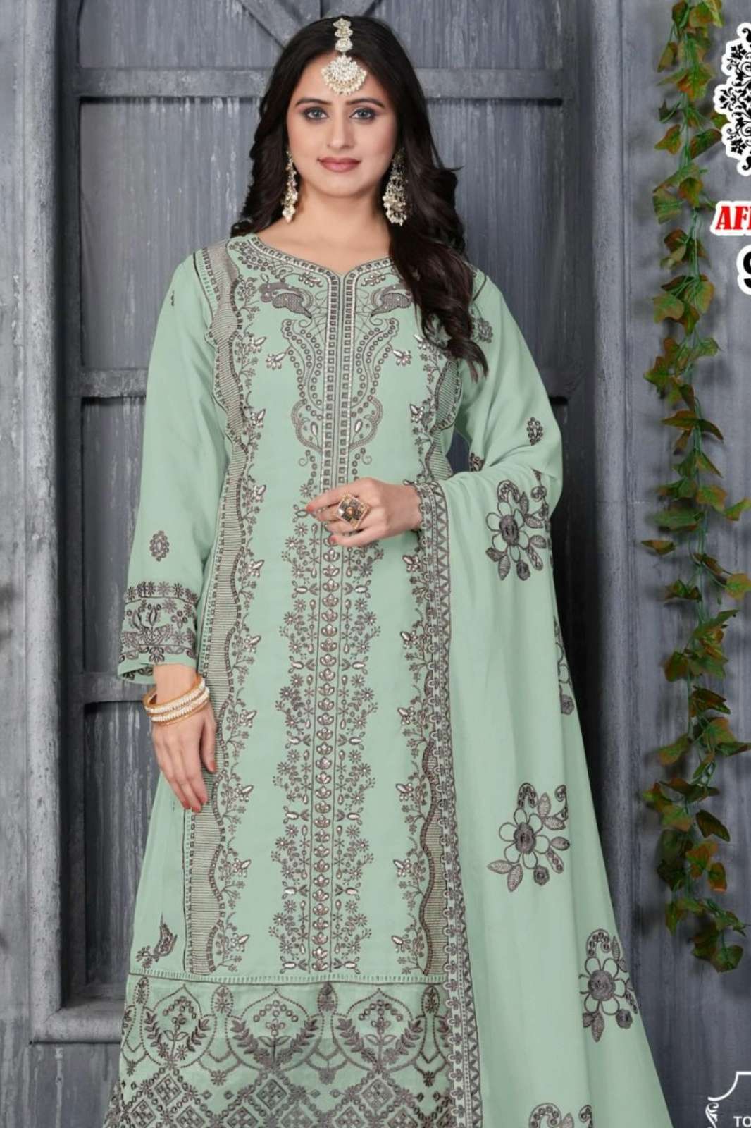 AFFAN CREATION 9066 Fox Georgette Embroidery & HandWork Pakistani Suit 