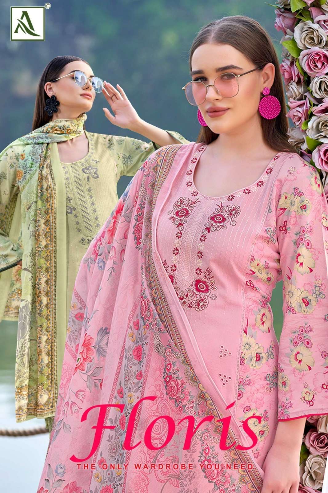 Alok Suit FLORIS Pure Viscose Rayon Suit with Embroidery Work
