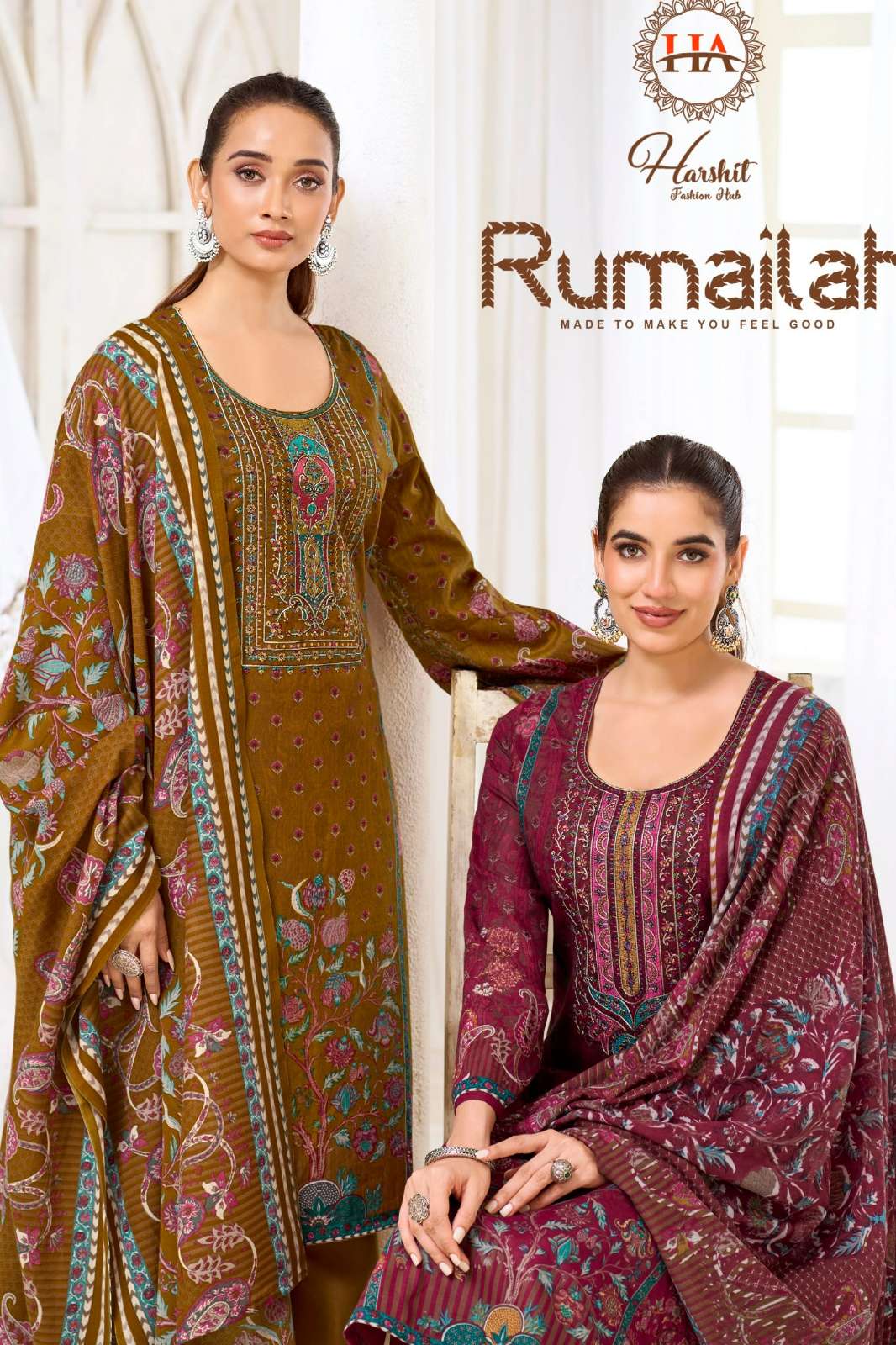 Alok Suit RUMAILA Pure Cambric Cotton Suit with Embroidery Work