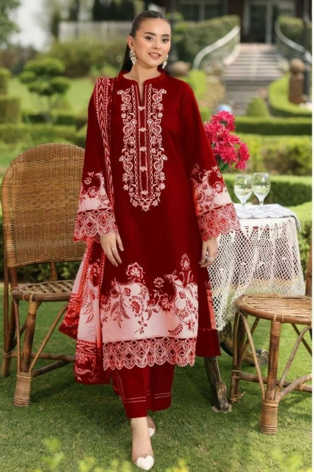 ALZOHAIB AZ 1356 A B Beautiful Printed & Patch Work Pure Cotton Suit