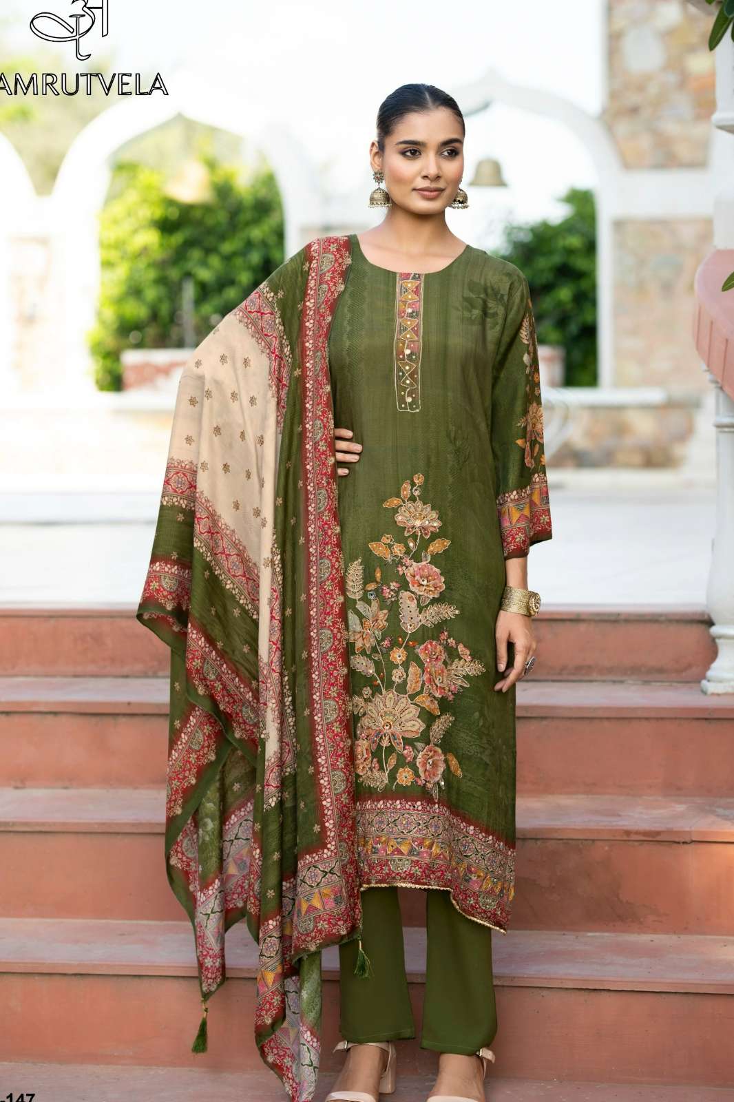Amrutvela AT147 Pure Viscous Maslin Digital Printed Pakistani Suit