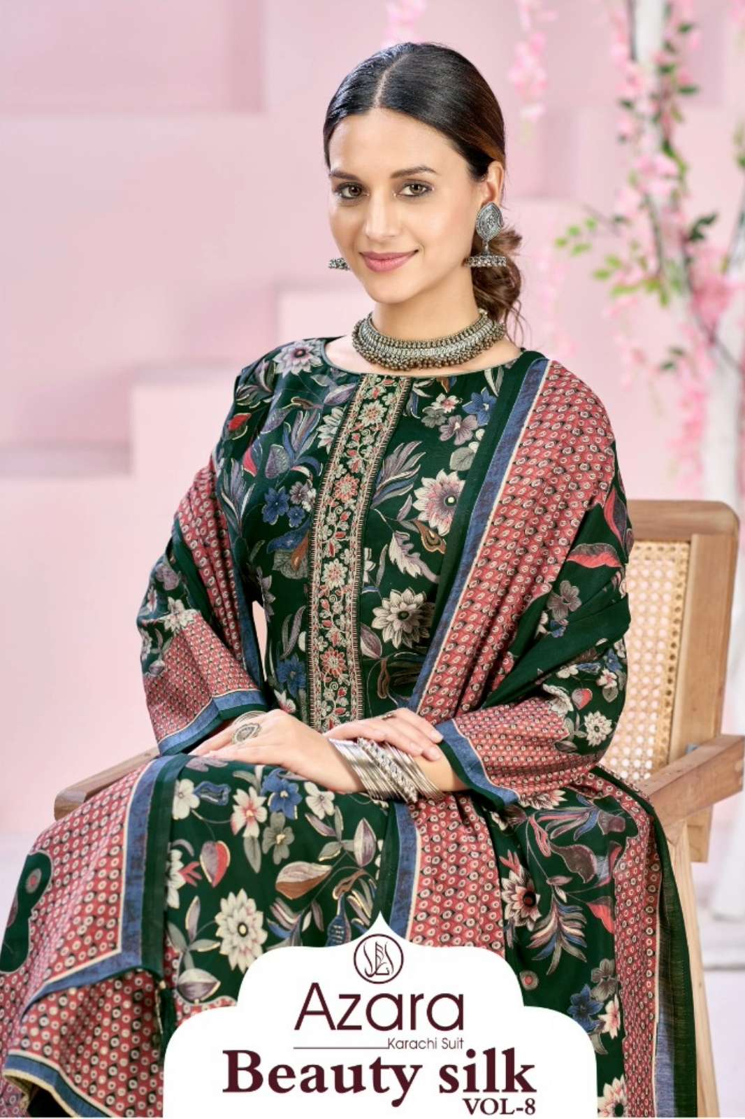 Azara BEAUTY SILK 8 Modal Muslin Hand Work & Diamond Work Pakistani Suit 