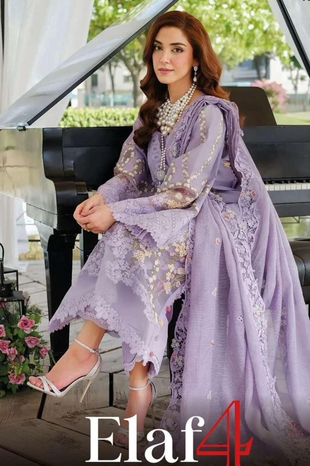 DEEPSY ELAF 4 PURE COTTON SUIT BEAUTIFULLY SELF EMBROIDERED ATTACTHED PATCHES 