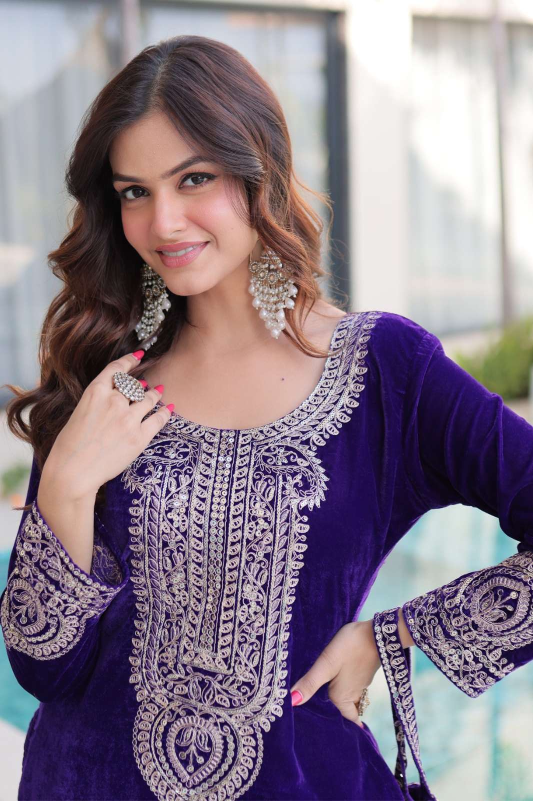 Fashionbazar365 Ready to Wear 9000 Velvet Party Wear Dress