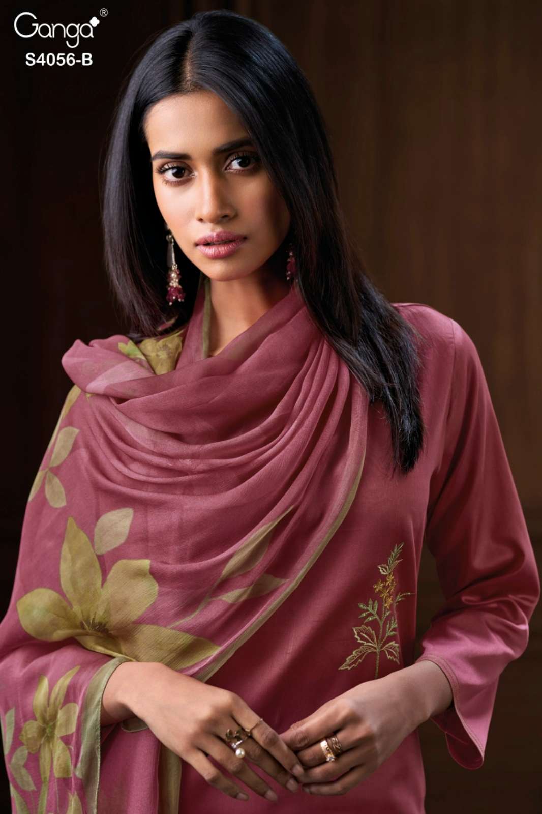 GANGA DEYARA S4056 PREMIUM COTTON SATIN EMBROIDERY WORK SUIT 