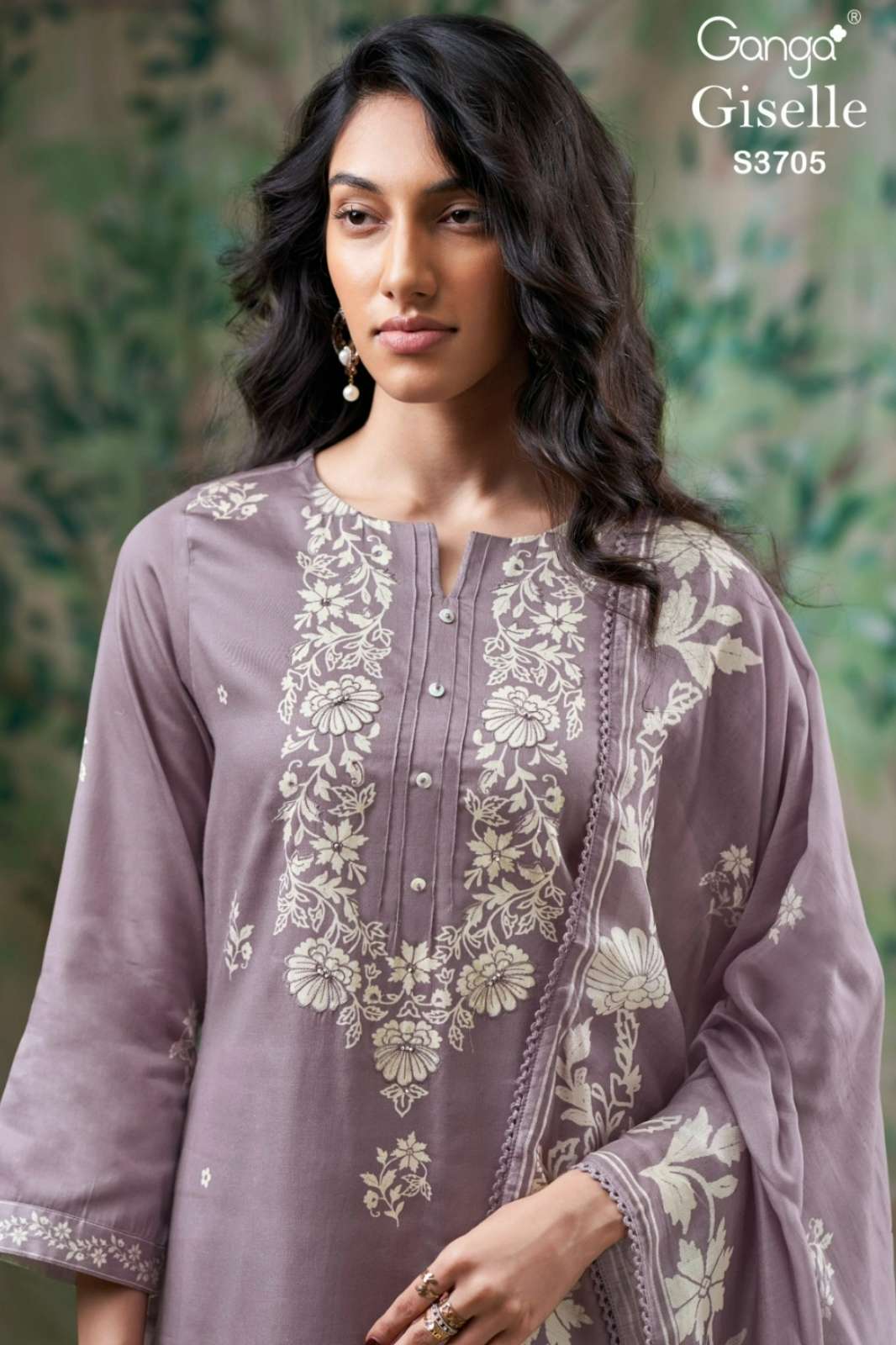 GANGA GISELLE S3705 PREMIUM COTTON SATIN HAND EMBROIDERED SUIT 