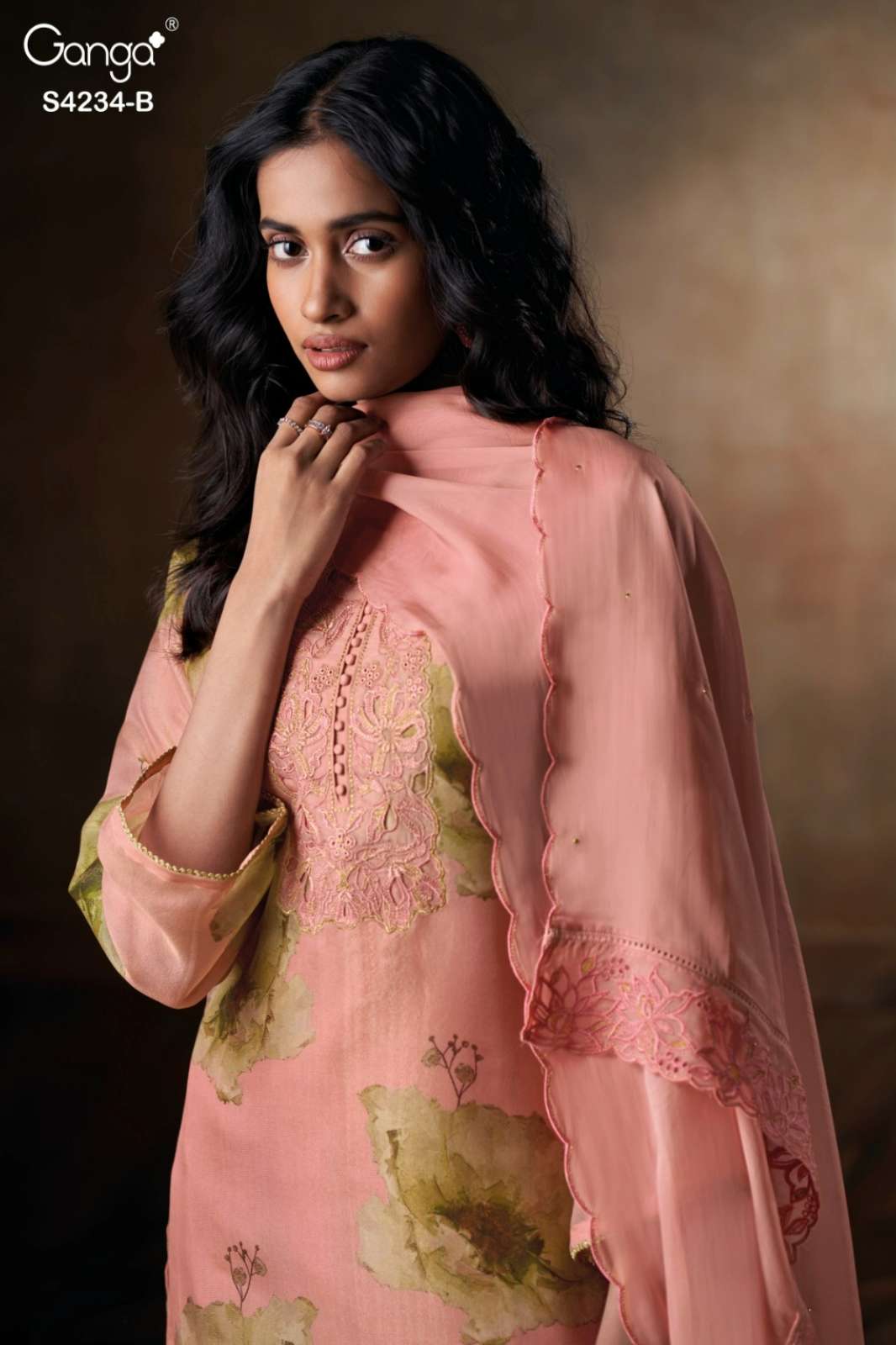 GANGA JANELLE S4234 PREMIUM PURE BEMBERG SILK EMBROIDERED SUIT 