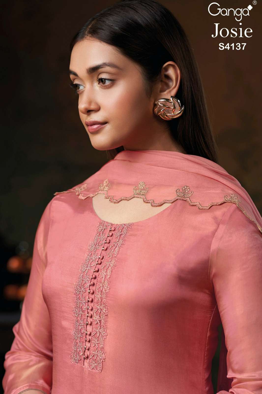 GANGA JOSIE S4137 PREMIUM BEMBERG SILK EMBROIDERED SUIT 