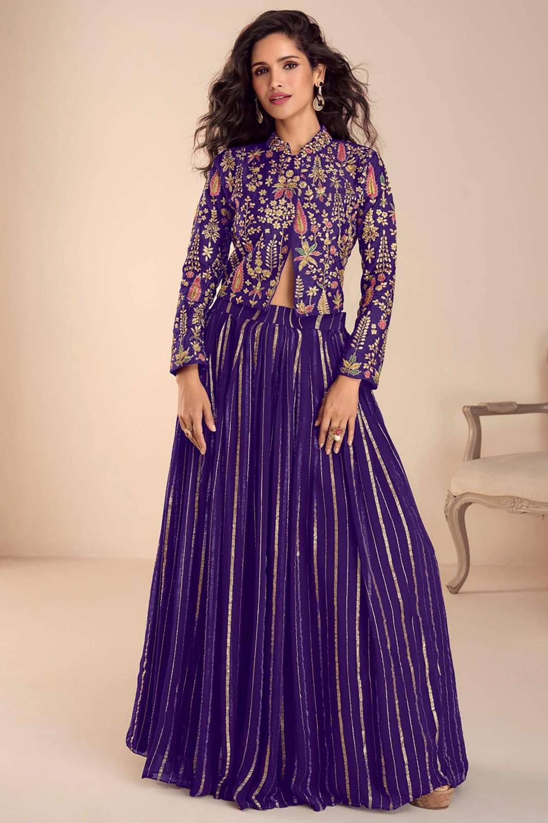 Gulkayra SARGAM Ready to wear Real Vechitra Silk Embroidered Indo Western Dress