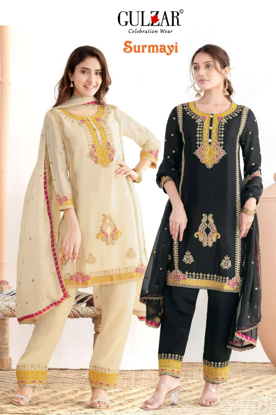 Gulzar Surmayi Ready to wear Premium Embroidered Real Chinon Suit