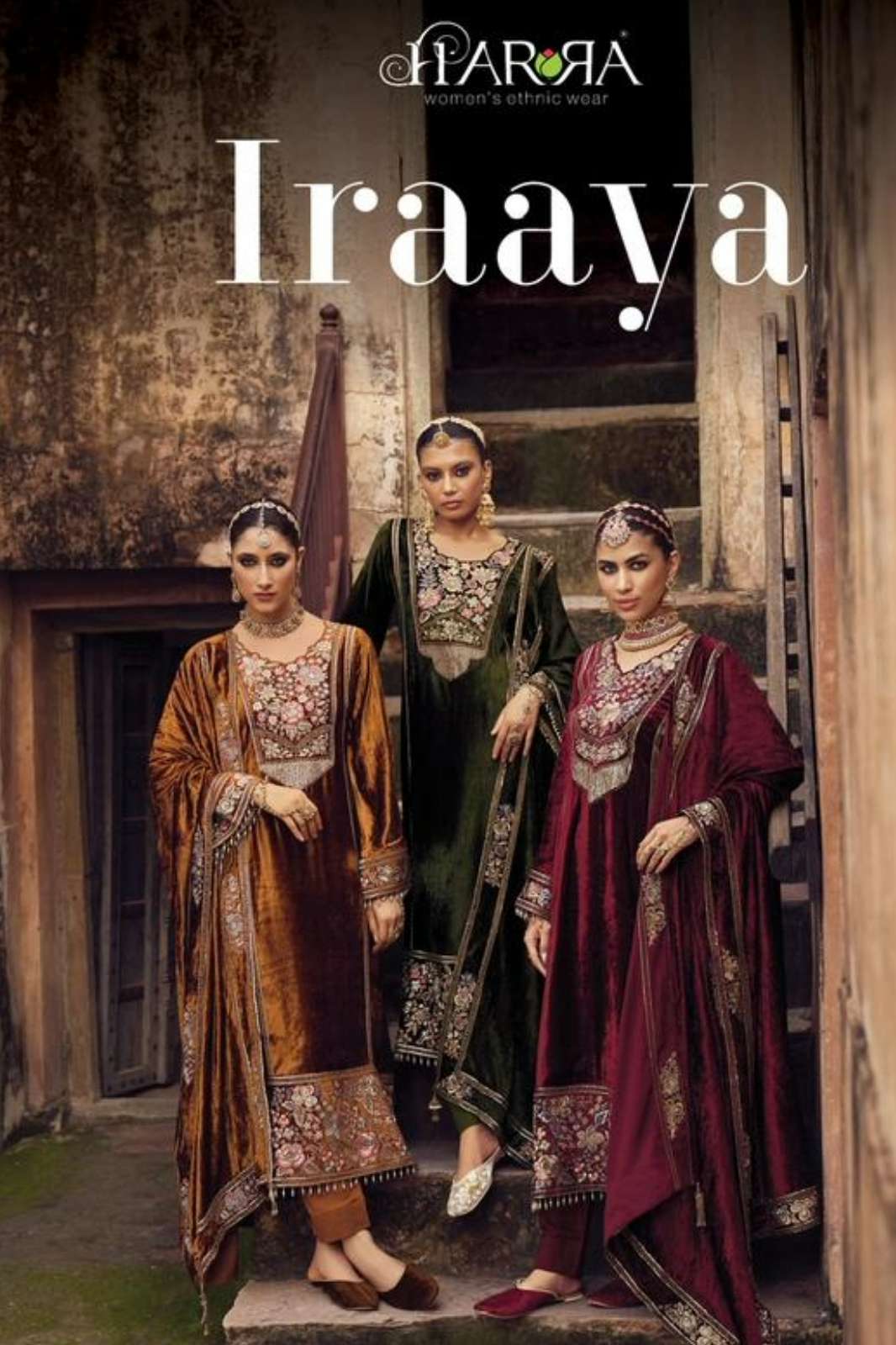 HARRA IRAAYA BEAUTIUL EMBROIDERY WORK PURE VISCOSE VELVET SUIT 